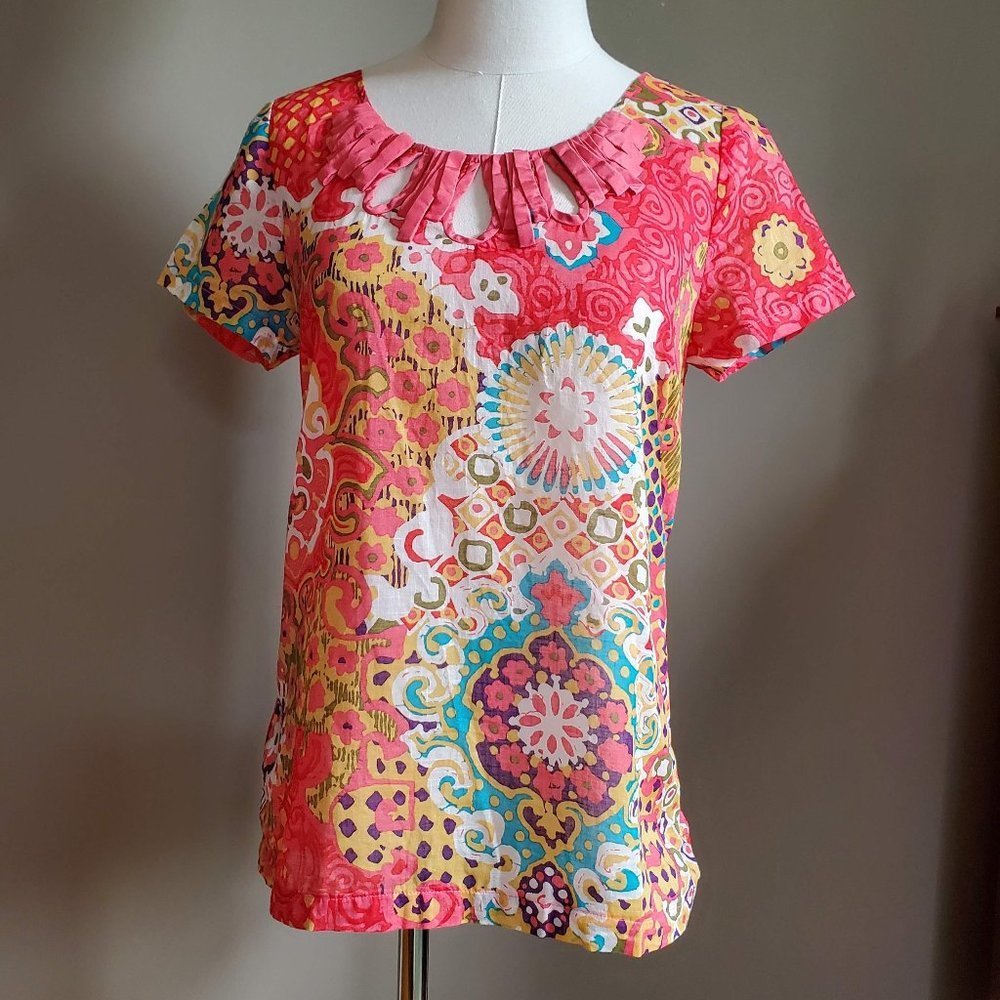 J.Crew Boho Cotton T-Shirt Ribbon, Floral sz 6